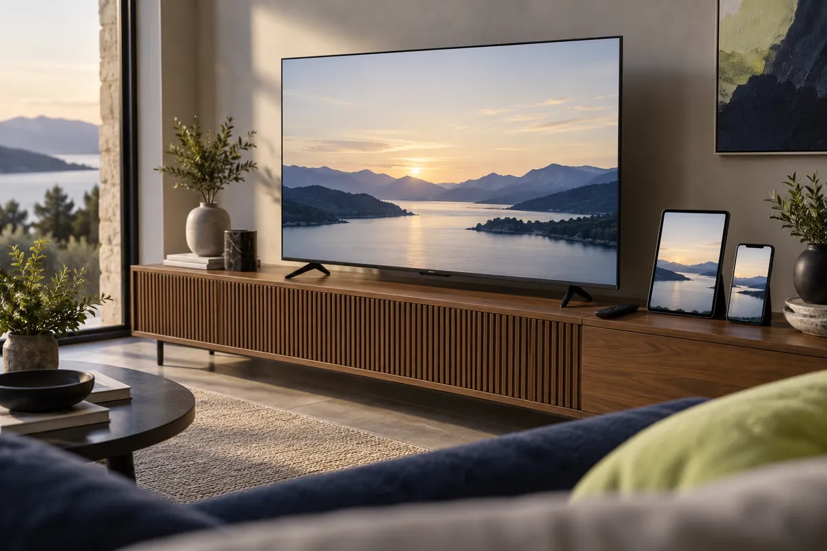 IPTV em Smart TV, celular e tablet para avaliar compatibilidade e qualidade