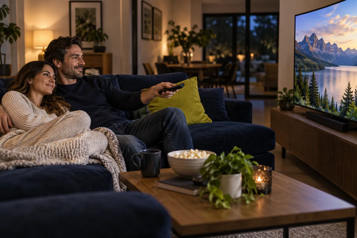 Teste IPTV de 24 horas em uma televisão na sala
