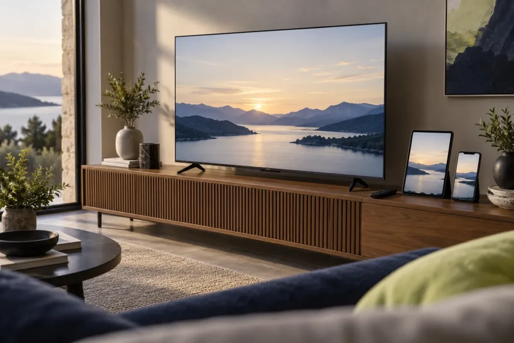 Smart TV usada para testar aplicativo IPTV e qualidade de imagem